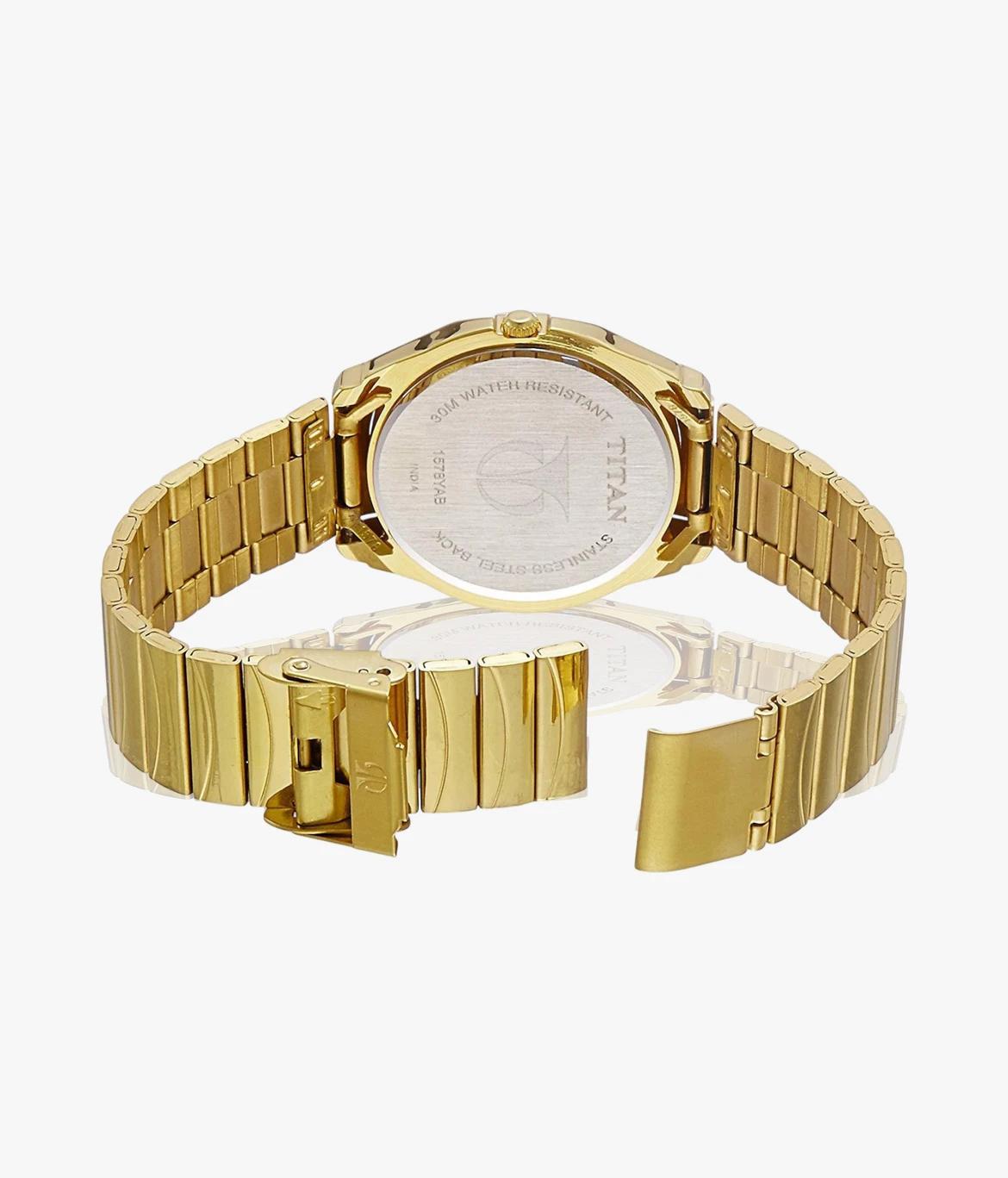 TITAN ANALOG WATCH WITH DAY & DATE - GOLDEN